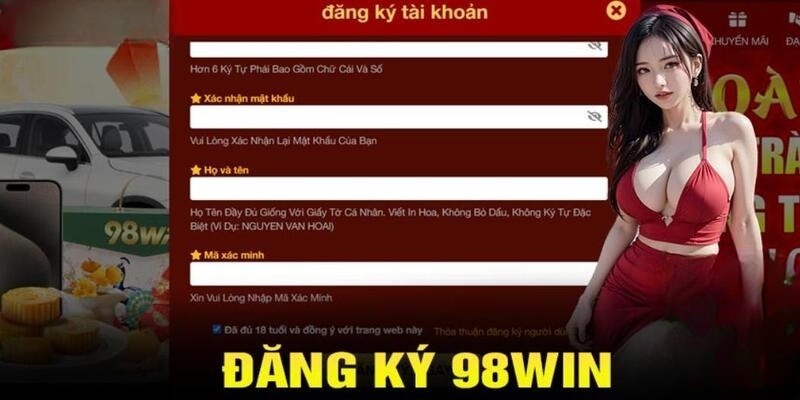 Thao tác đăng ký 98Win cực dễ dành cho tất cả thành viên